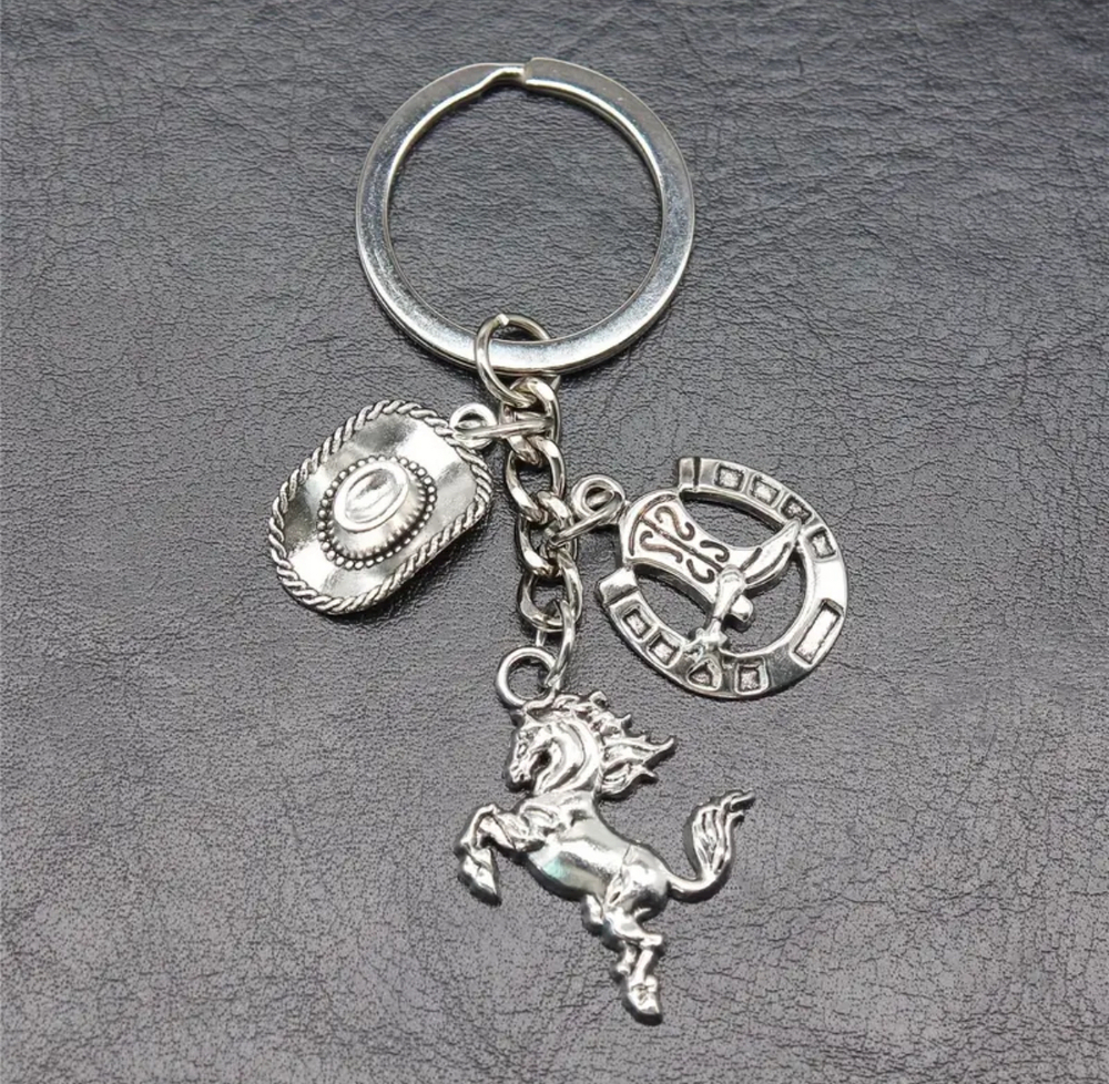 3/$25 Western Cowboy Hat Horseshoe Horse Boot Keychain NEW